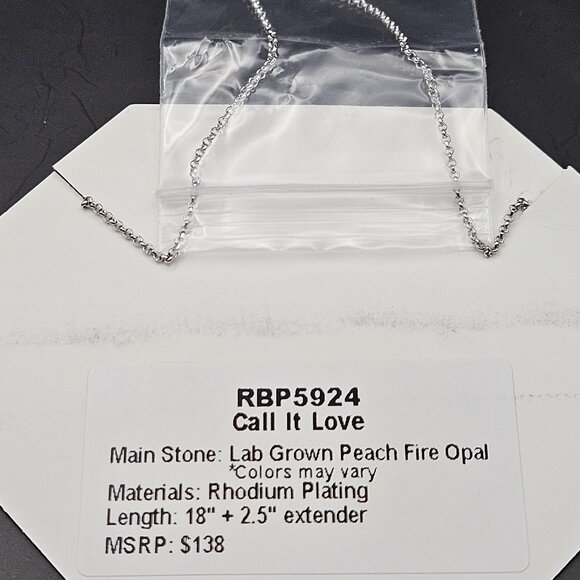 Bomb Party RBP5924 "Call It Love" Peach Fire Opal Necklace - Picture 3 of 4